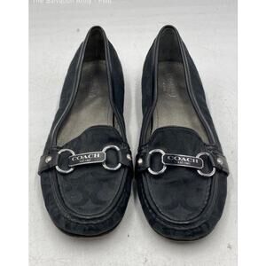 COACH EILEEN LOAFERS Womens Size 8 Black Canvas Leather Slip On Shoes